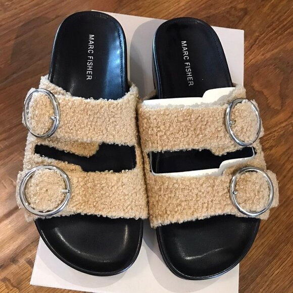 Marc Fisher shearling slide Sandals NIB - Picture 2 of 6